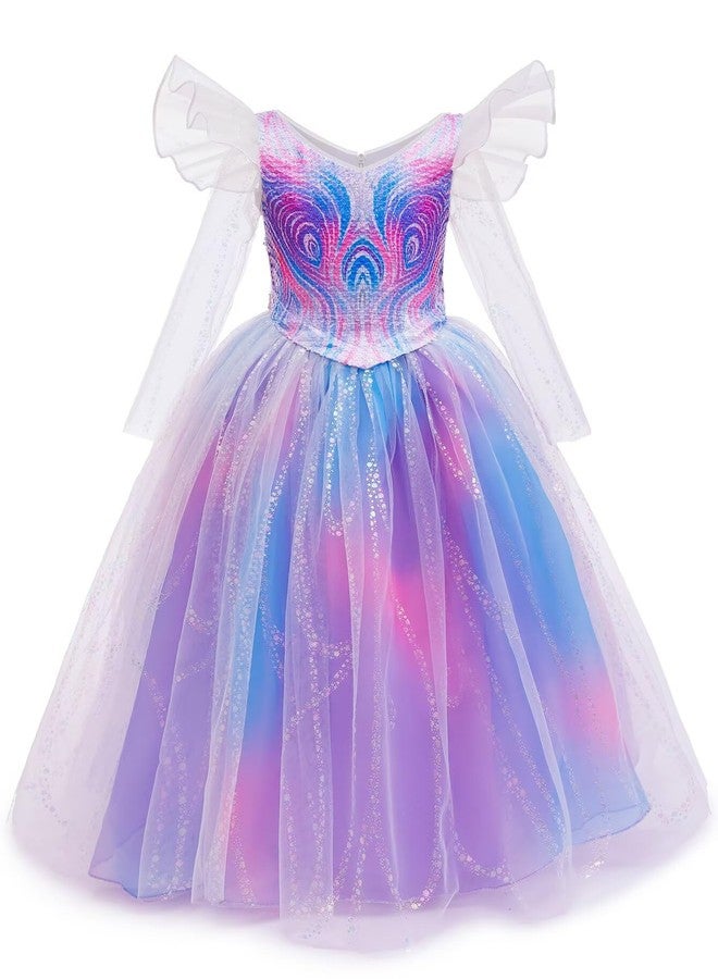 Szytypyl Good Witch Glinda Costume Dress for Girls Halloween Sequins Tulle Dresses Purple - Image 1